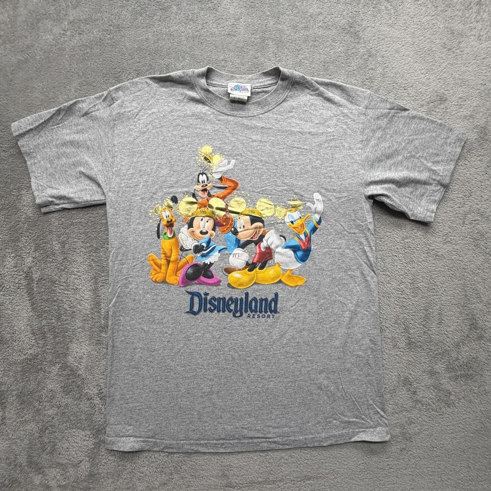 Disneyland Resort Shirt Mens M Gray Mickey Minnie Donald‎ Goofy Pluto Crewneck